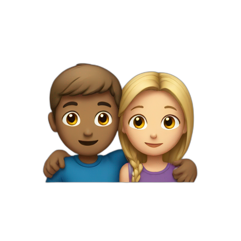 A boy and a girl hugging each other emoji