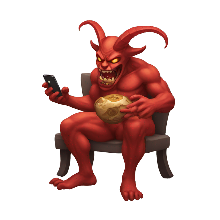 Demon playing game in mobile emoji