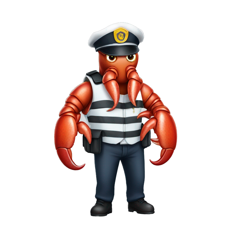 Lobster wearing security guard clothing emoji