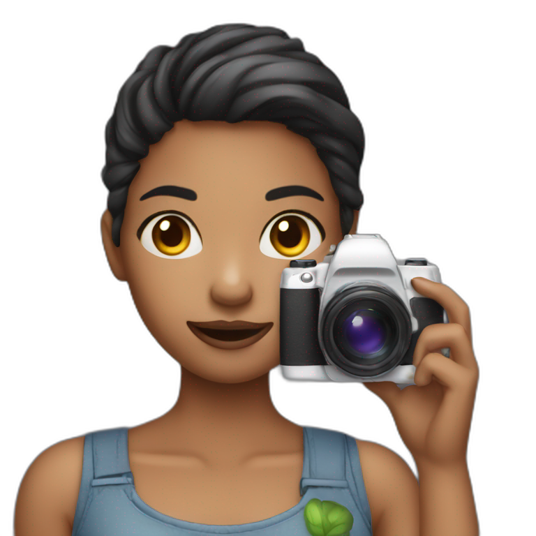 girl take picture with phone camera flash emoji