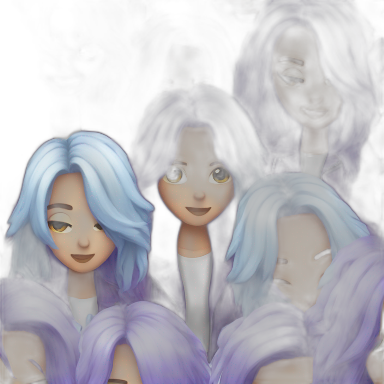 Blue purple hair jacket white girl emoji