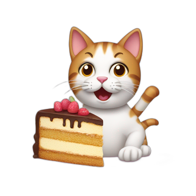 Cat eating cake emoji