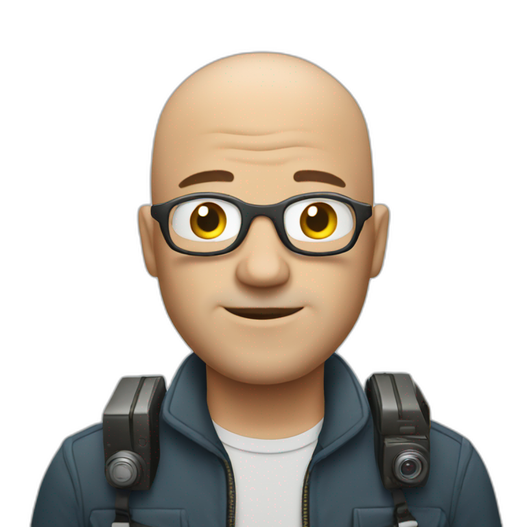 bald man with camera emoji
