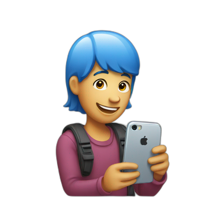 happy person looking at their phone emoji