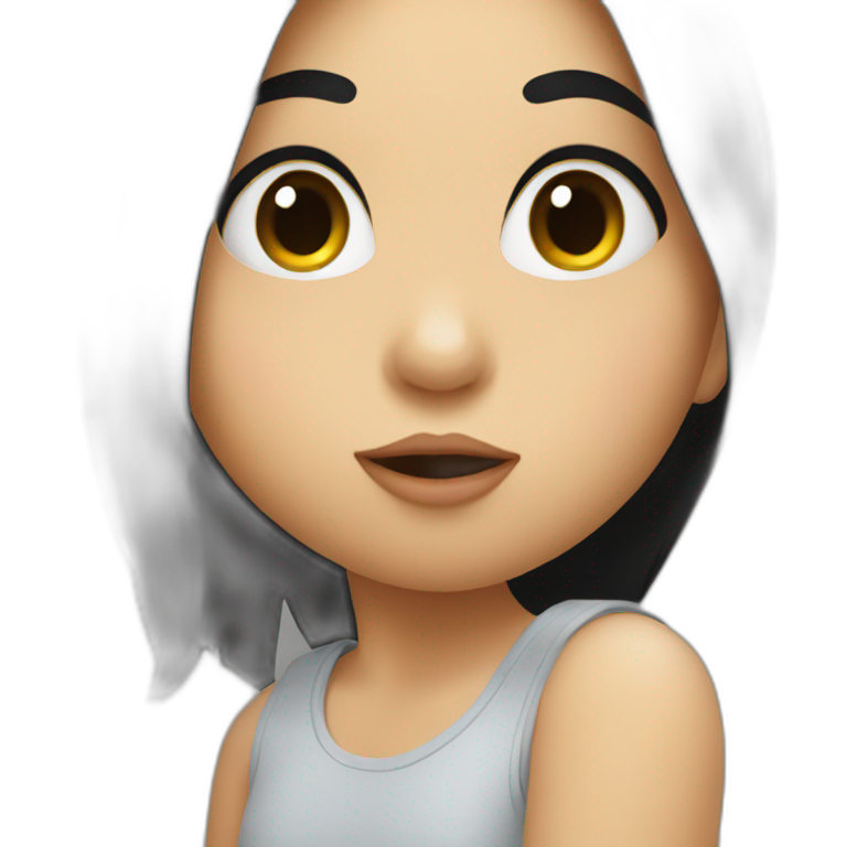 Girl with black hair blowing a kiss emoji