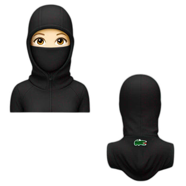 white girl lacoste balaclava black with lacoste emoji