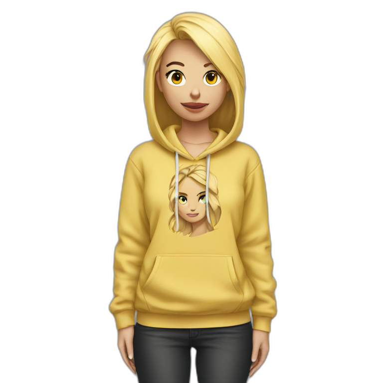 Blonde girl hoodie tied around her waist emoji