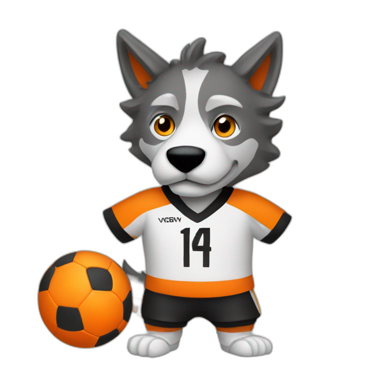 Footballeur loup avec tenu orange et noir  emoji