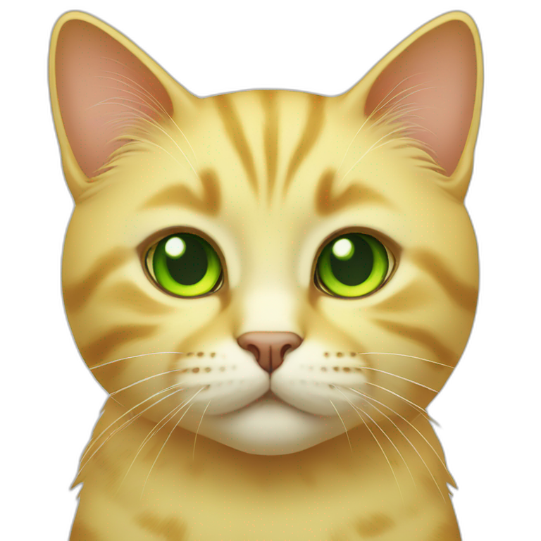 yellow cute cat with green eyes emoji