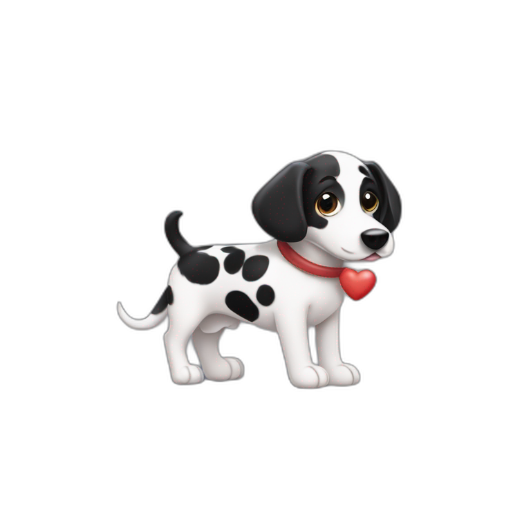 Perro salchicha mini muy tierno con pelaje negro de dalmata y un corazón  emoji