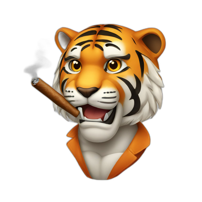Tiger smoking a cigar emoji