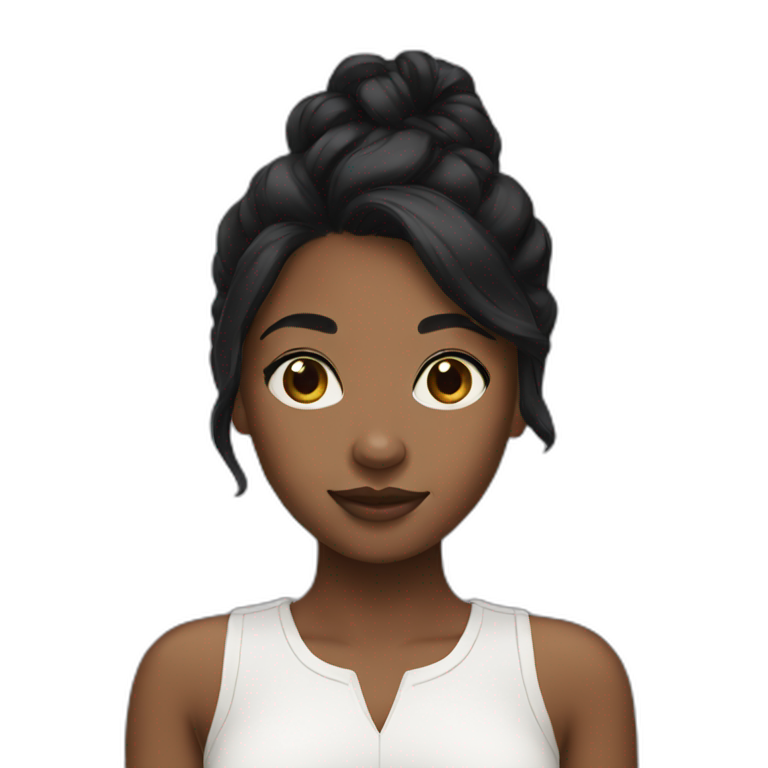 Brown skin girl black hair emoji