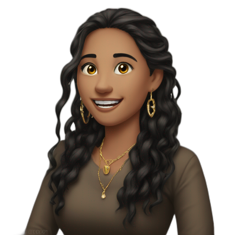 black hair girl smiling happily emoji
