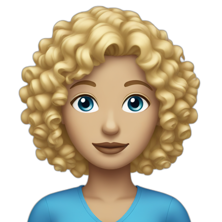 curly blonde woman with blue eyes emoji