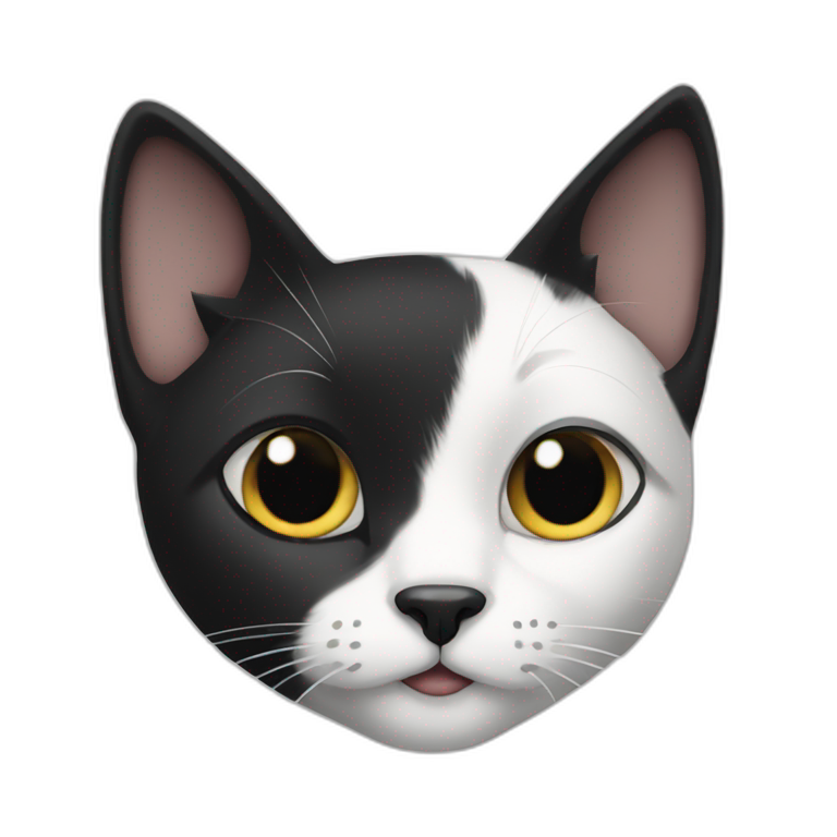 Black and white cat with black nose emoji