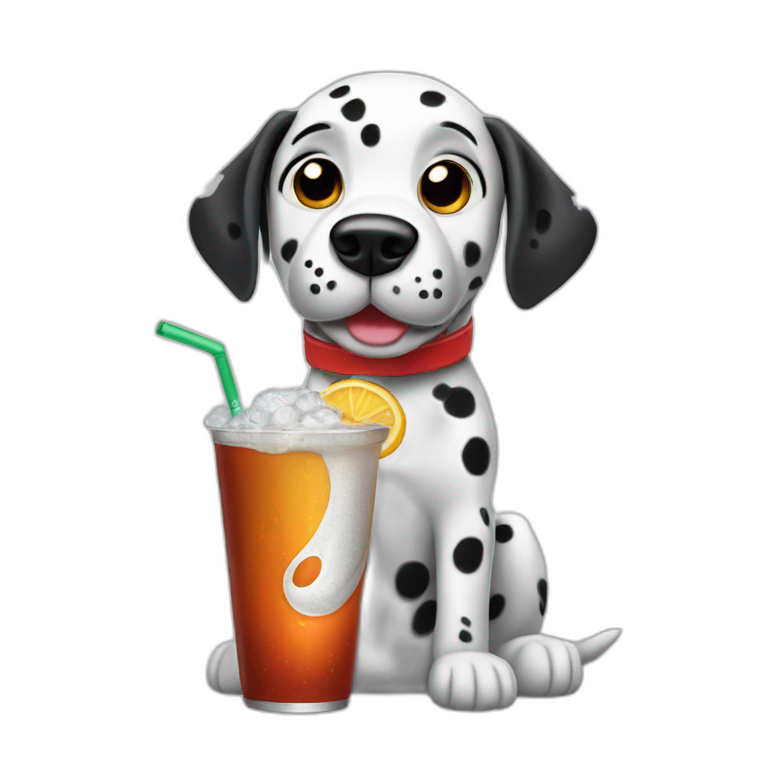 dalmatian dog drinking soda emoji