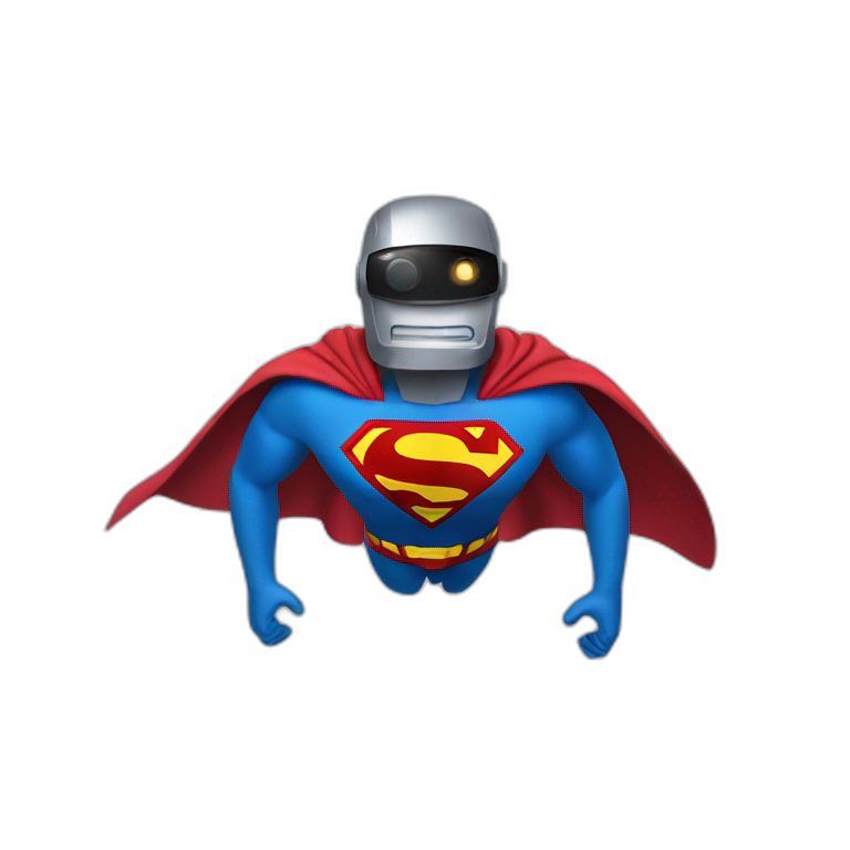 robot flying disguised as superman emoji