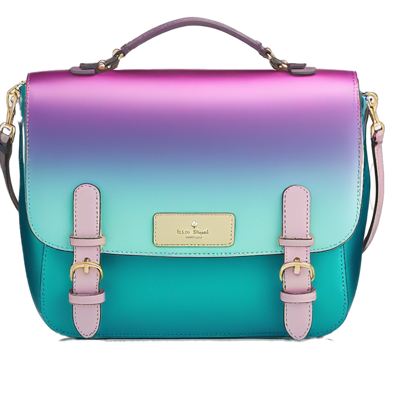 Realistic isolated blue teal pink and purple metallic ombre kate spade satchel purse. emoji AI Emoji Generator