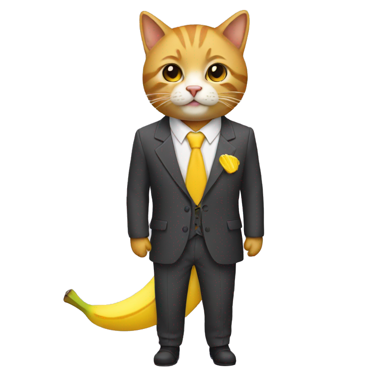 Gato, con traje de banana emoji