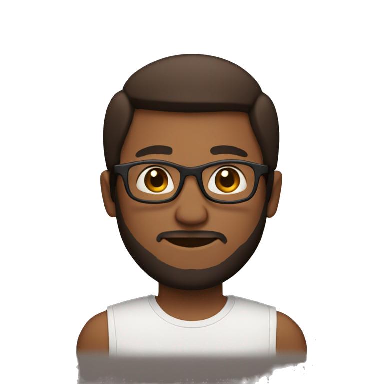  guy with straight hair and beard. Brown skin tone and glasses  emoji