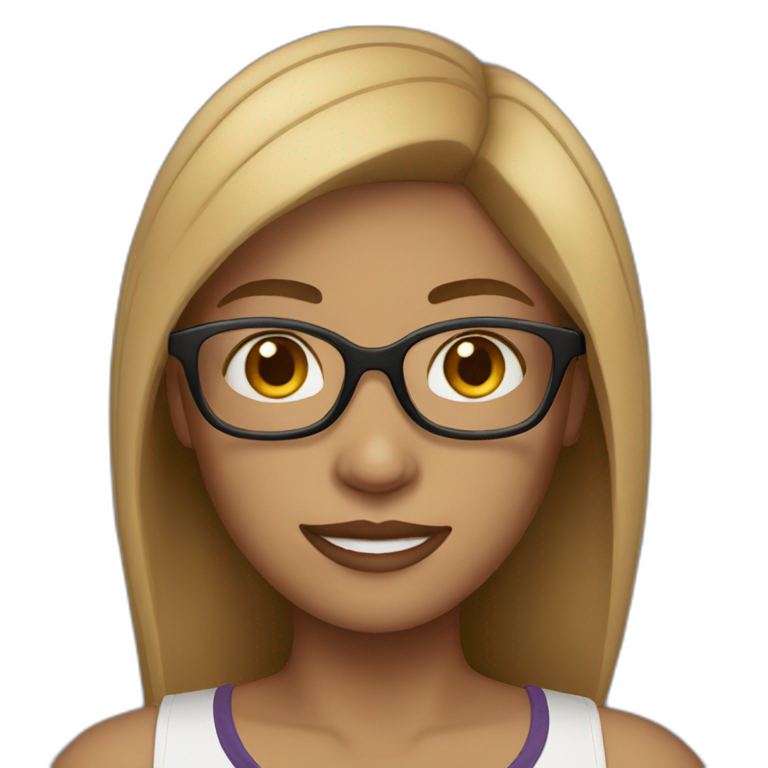 Light skin woman with straight light brown hair and glasses emoji
