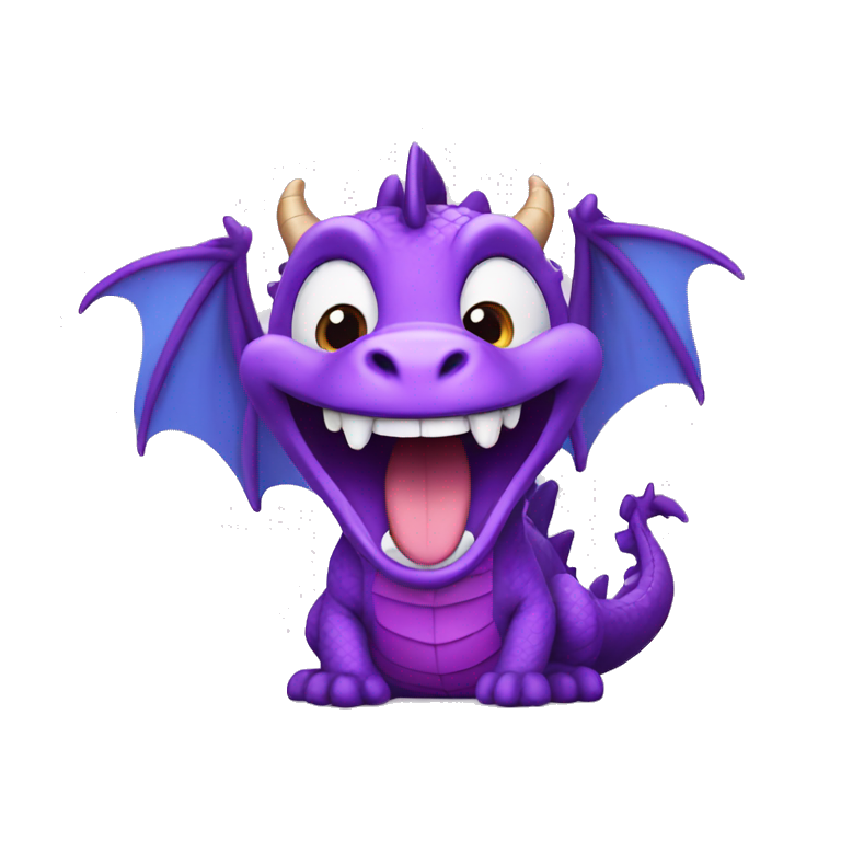 cute purple dragon laughing and  wearing purple clothes emoji