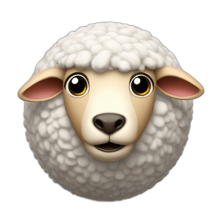 3d sphere with a cartoon Sheep skin texture with big beautiful eyes emoji