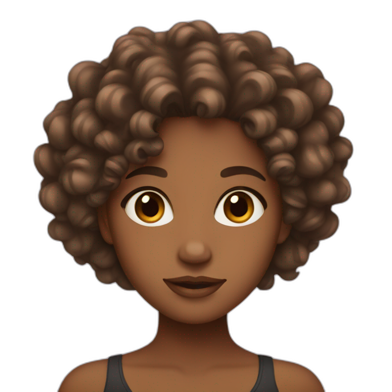 Brown girl with curly hair emoji