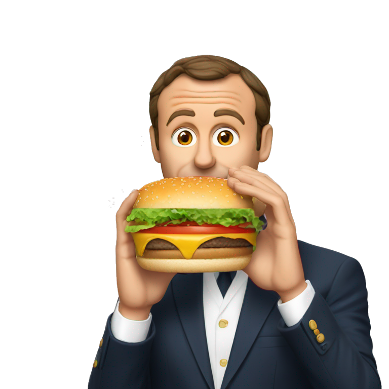 Macron qui mange un burger emoji