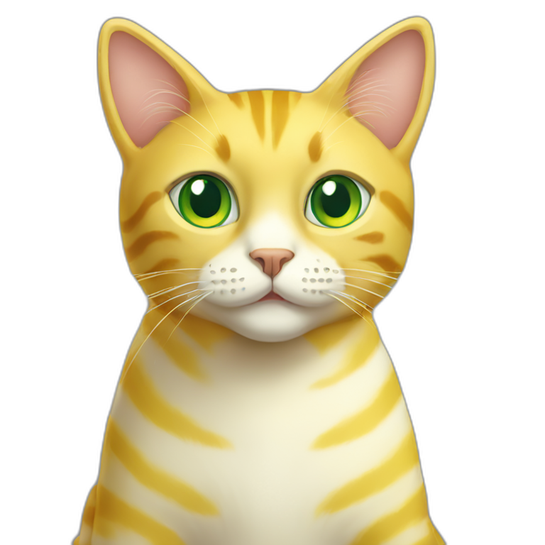 Yellow cat with cream stripes and green and yellow cat eyes  emoji