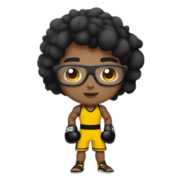 Boy Sri lankan MMA fighter with glases black and lisse hairwhit a boxer potition emoji