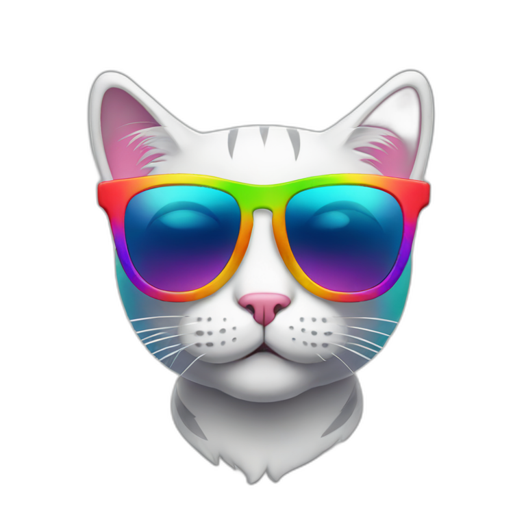 Rainbow cat with cool sunglasses emoji