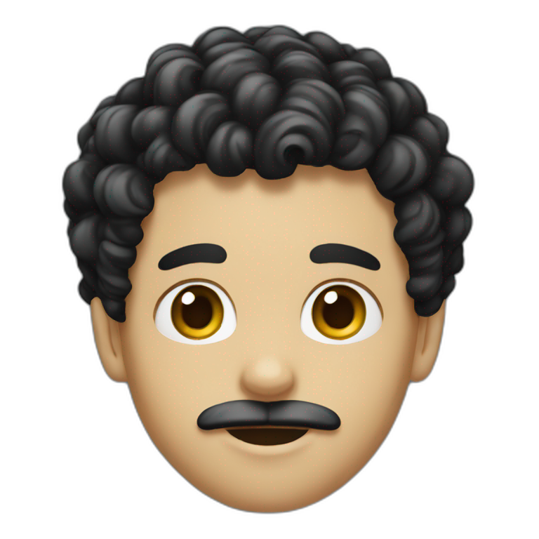boy curly black hair mustache emoji