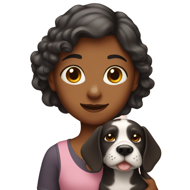 Girl with a dog in her hand emoji