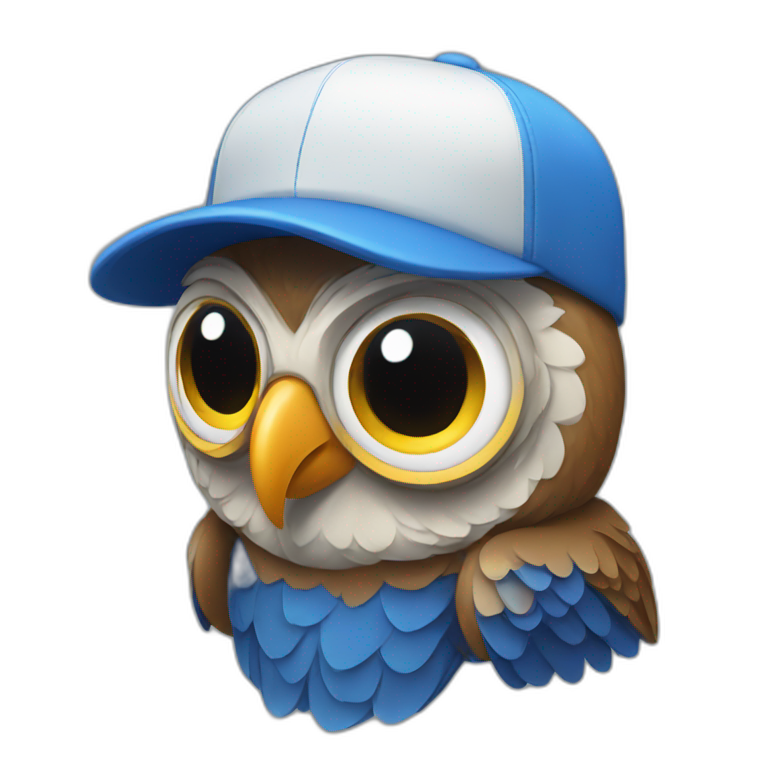 an owl wearing a blue cap emoji