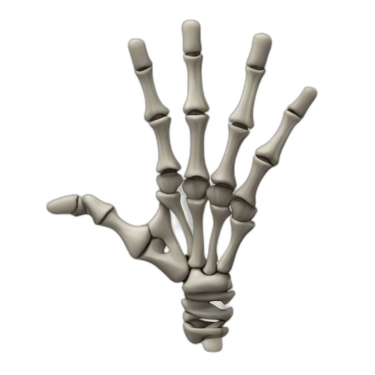 skeleton hand showing number 1 with finger emoji