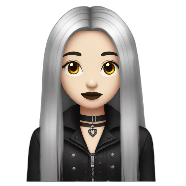 Goth girl long hair middle part emoji