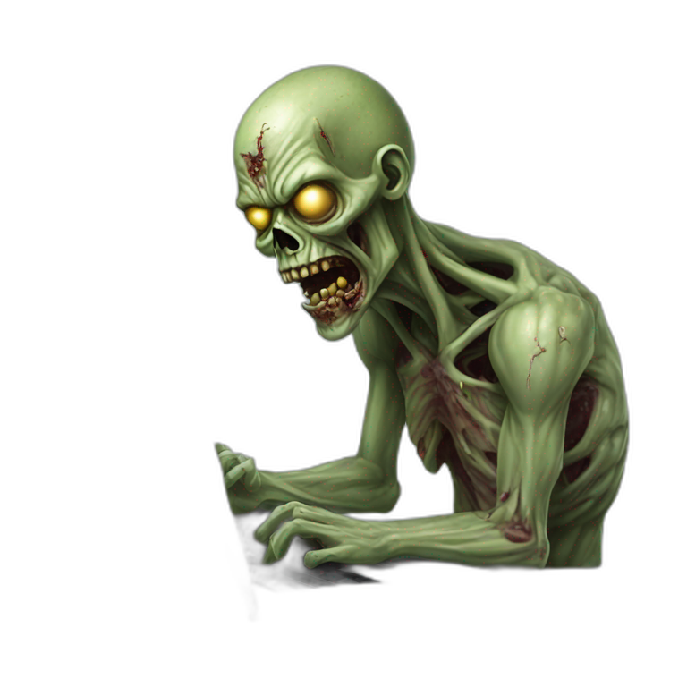 zombie coding on a laptop hyperrealistic emoji