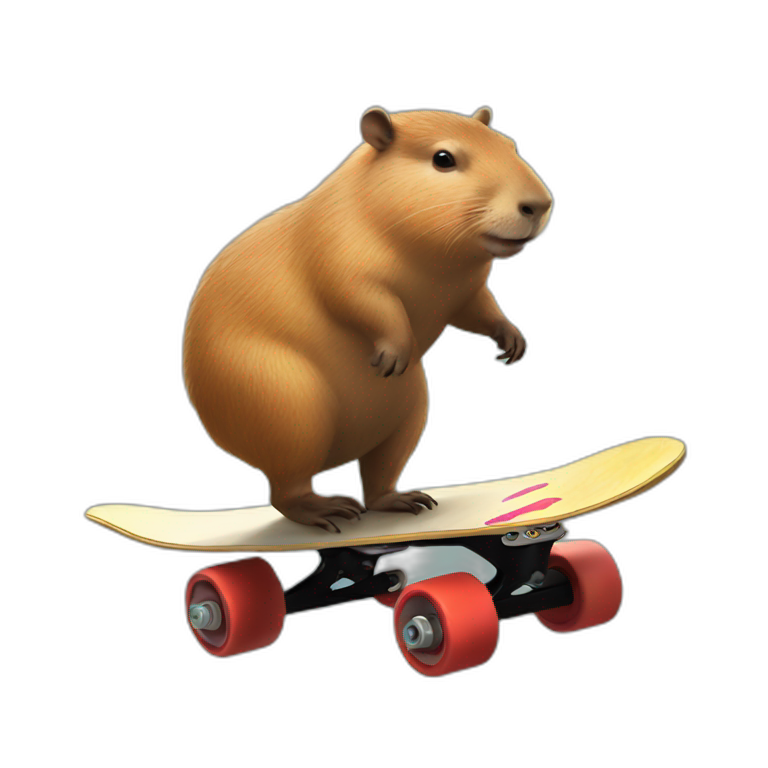 capybara riding a onewheel skateboard emoji