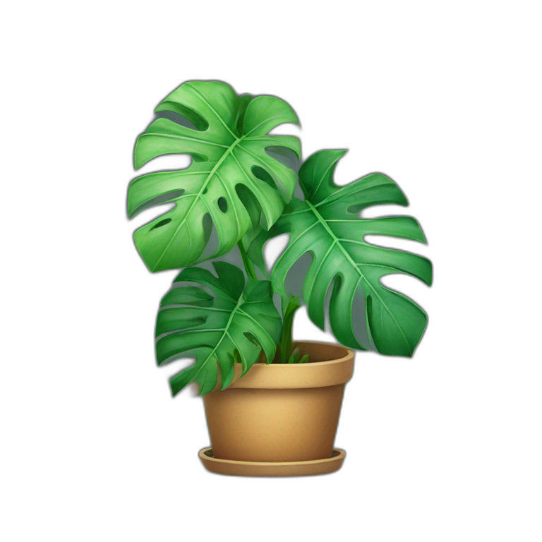 monstera plant in a pot emoji