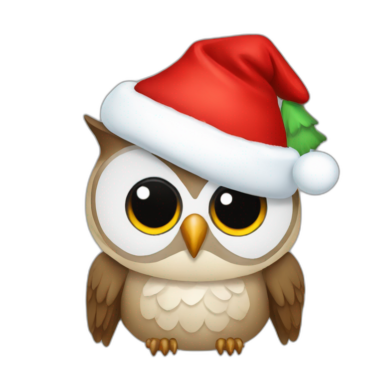 owl whit Christmas hat emoji