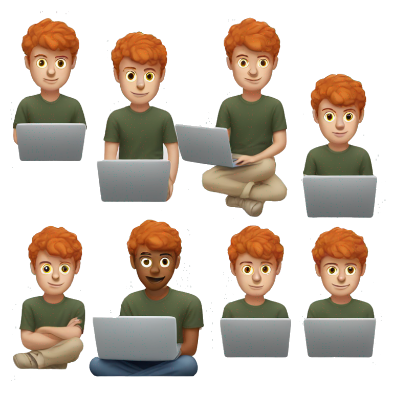 redhead young man with laptop emoji