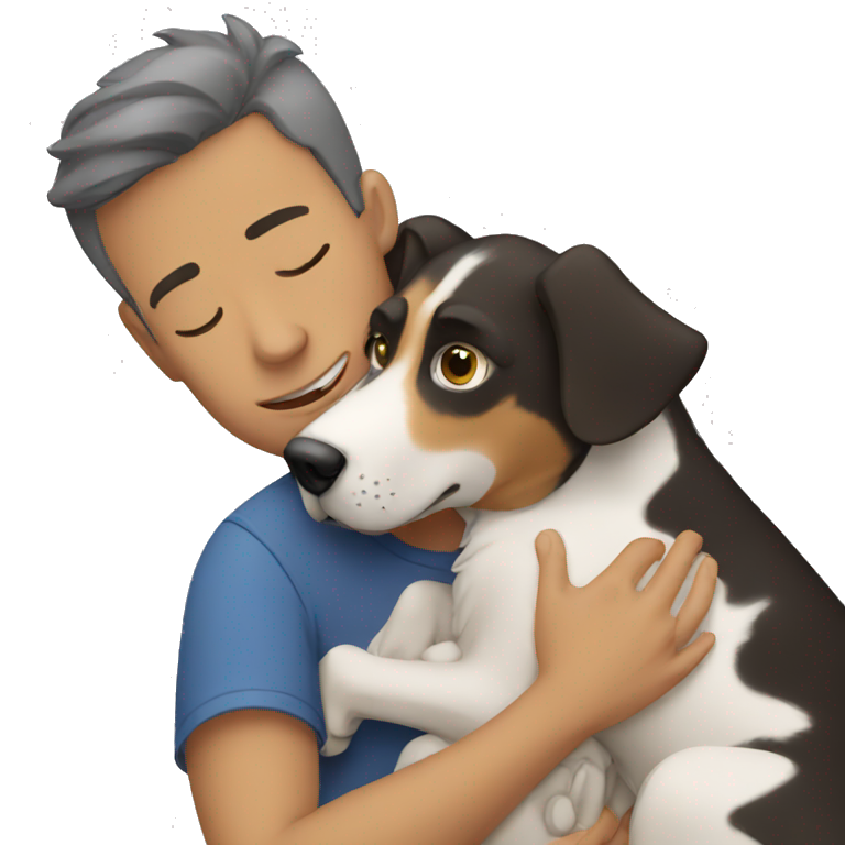 Man hugging dog emoji