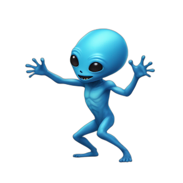 a blue alien dancing emoji
