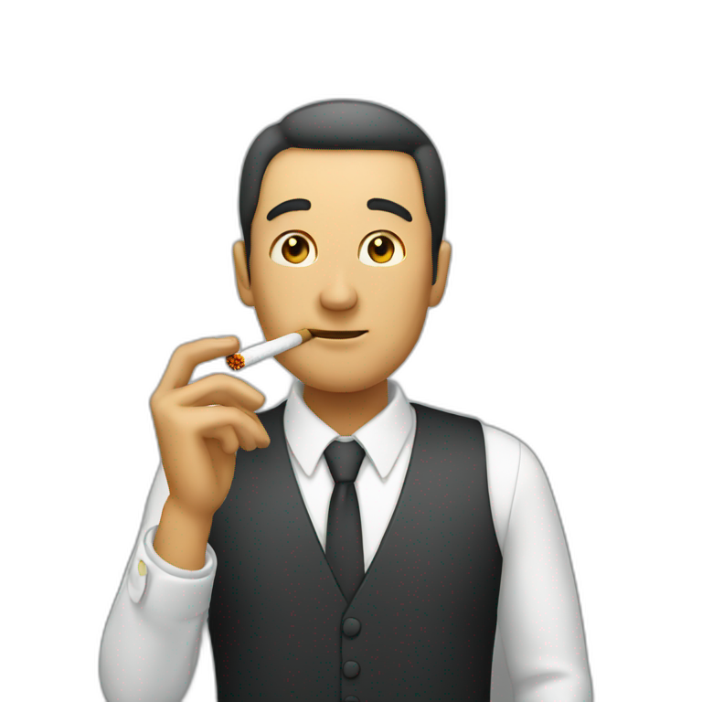 Man smoking cigarette with smoke emoji