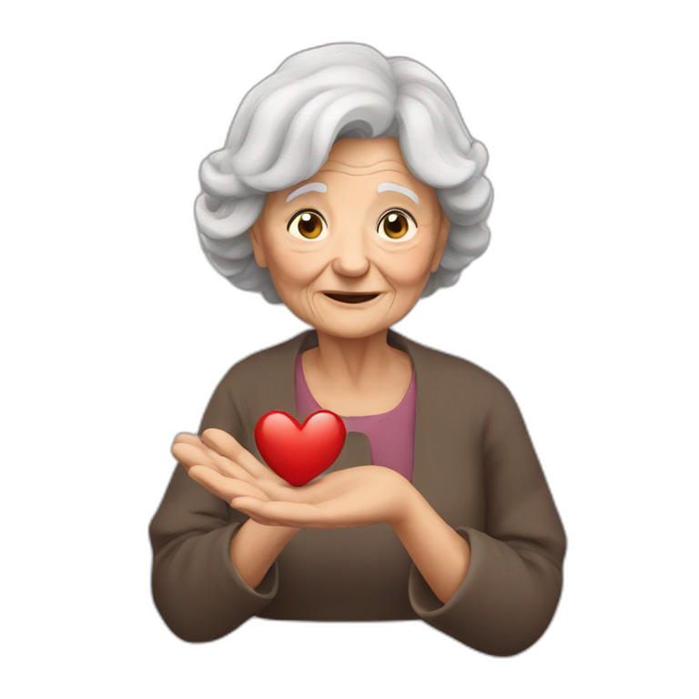 Old woman hand heart emoji