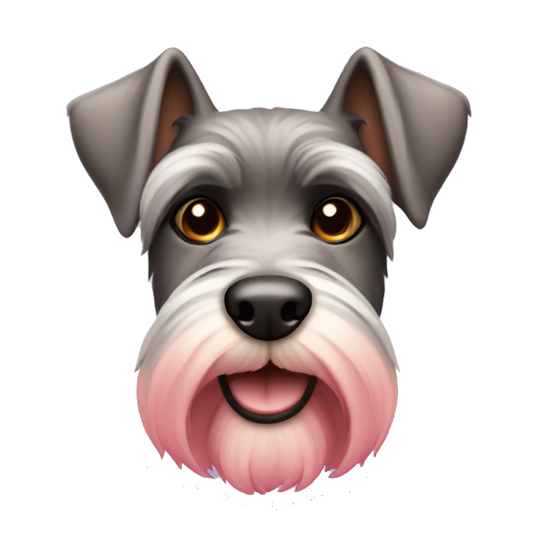 Schnauzer dog with brown ears and a nose with back and pink emoji