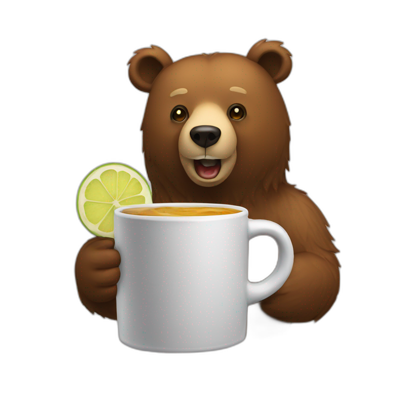 A bear drink a bear emoji