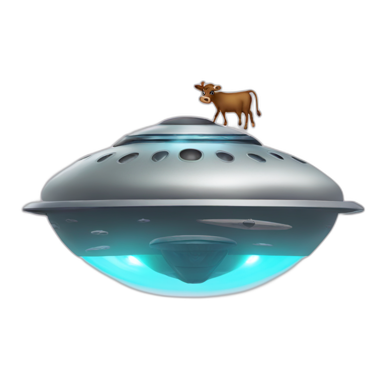 ufo saucer abducting a cow emoji