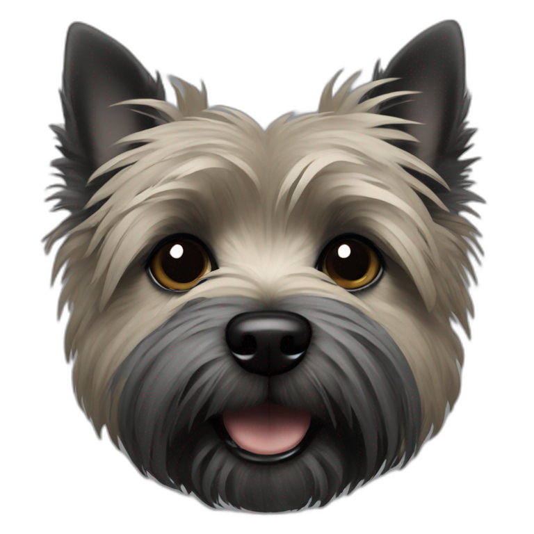 Cairn terrier face dark grey  emoji